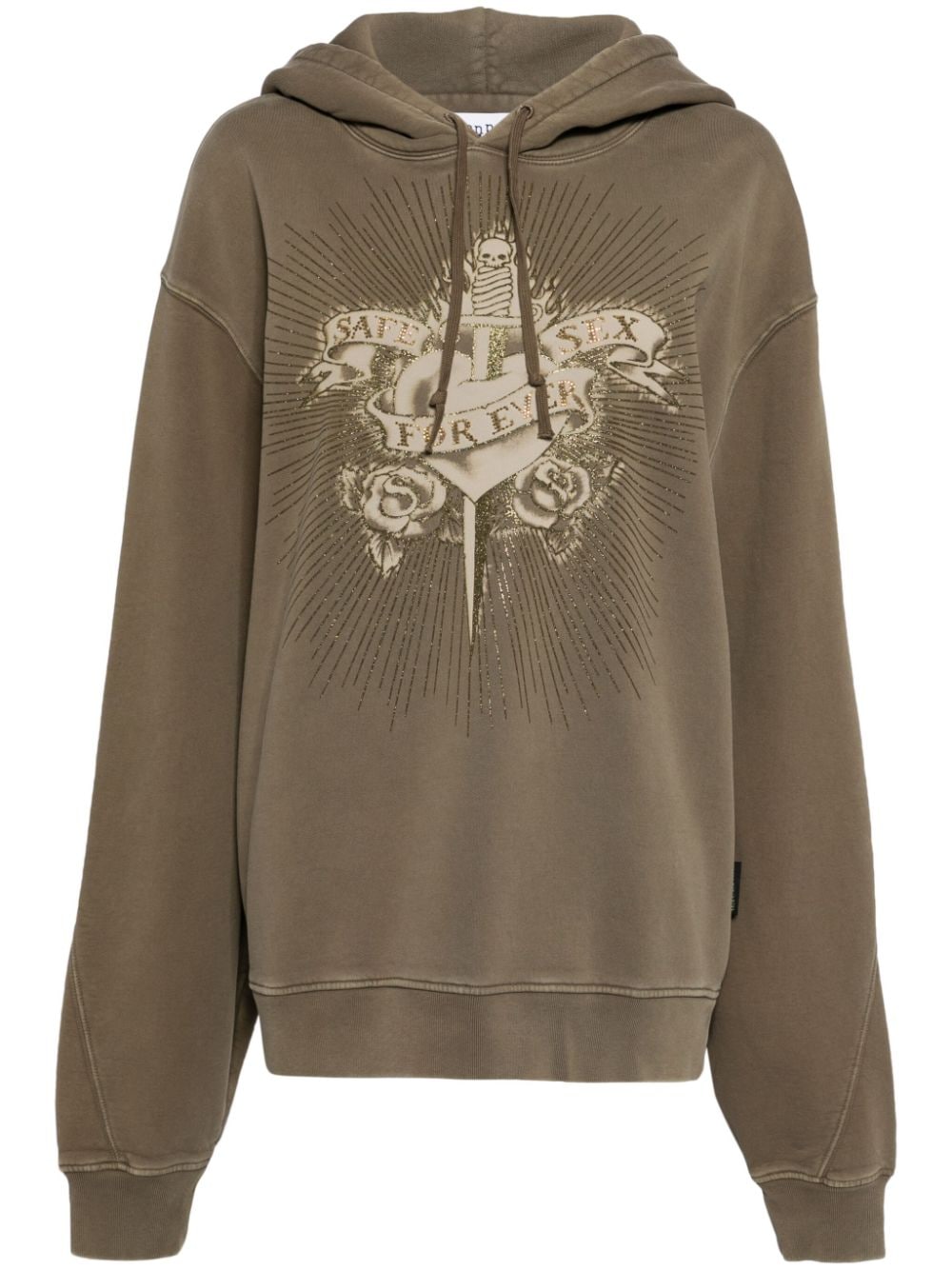 Jean Paul Gaultier crystal-embellished cotton hoodie - Green von Jean Paul Gaultier