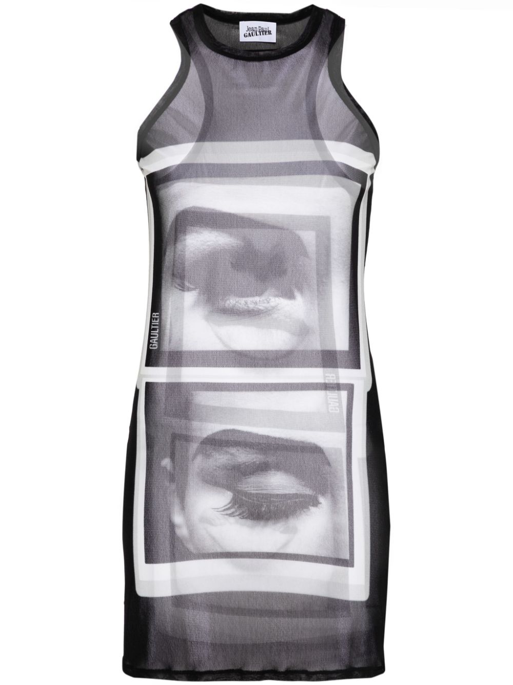 Jean Paul Gaultier face-print mesh mini dress - Black von Jean Paul Gaultier