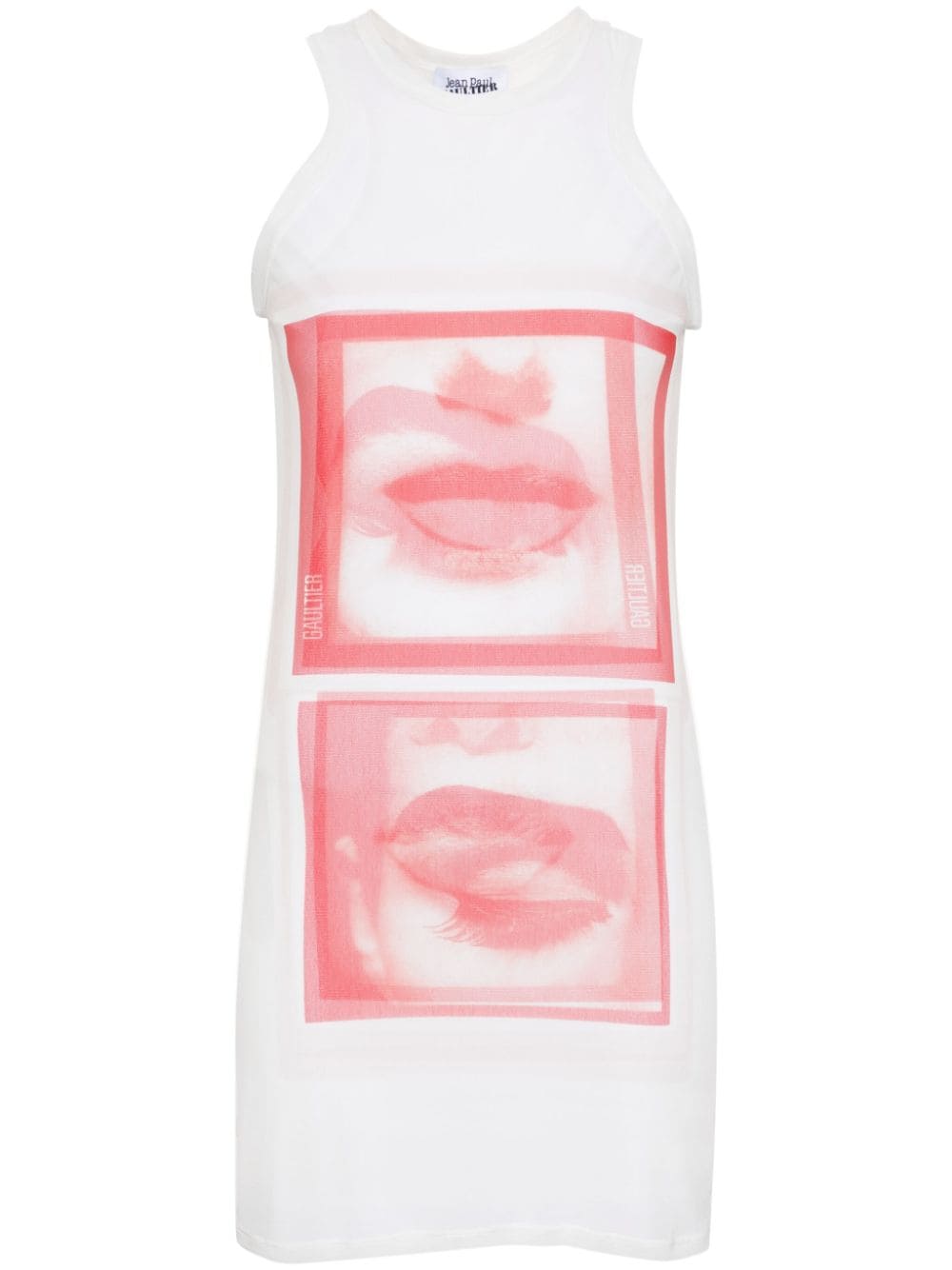 Jean Paul Gaultier face-print mesh mini dress - White von Jean Paul Gaultier