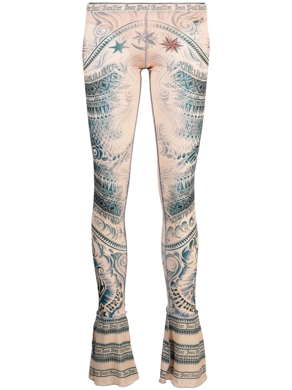 Jean Paul Gaultier graphic-print flared leggings - Neutrals von Jean Paul Gaultier