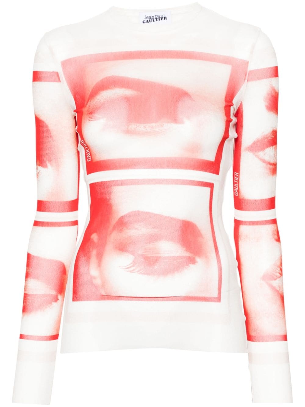 Jean Paul Gaultier graphic-print mesh top - White von Jean Paul Gaultier