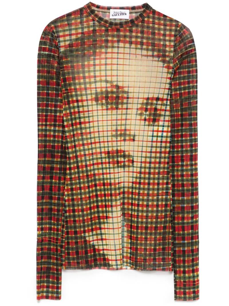 Jean Paul Gaultier graphic-print tartan top - Yellow von Jean Paul Gaultier