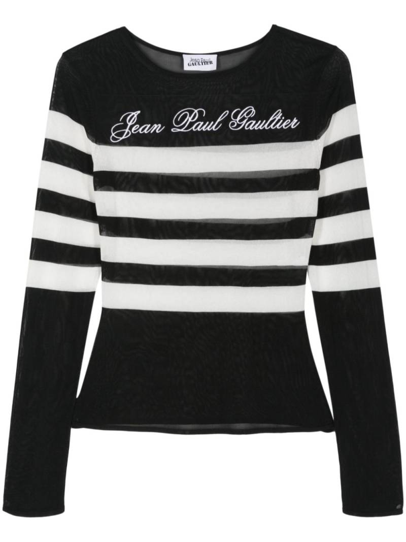 Jean Paul Gaultier logo-embroidered striped jumper - Black von Jean Paul Gaultier