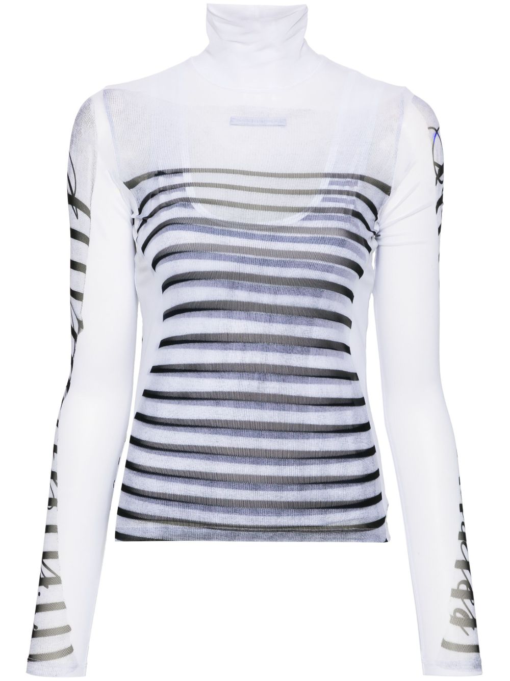 Jean Paul Gaultier mesh-design striped T-shirt - White von Jean Paul Gaultier