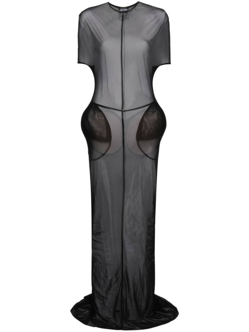 Jean Paul Gaultier mesh padded sheer maxi dress - Black von Jean Paul Gaultier