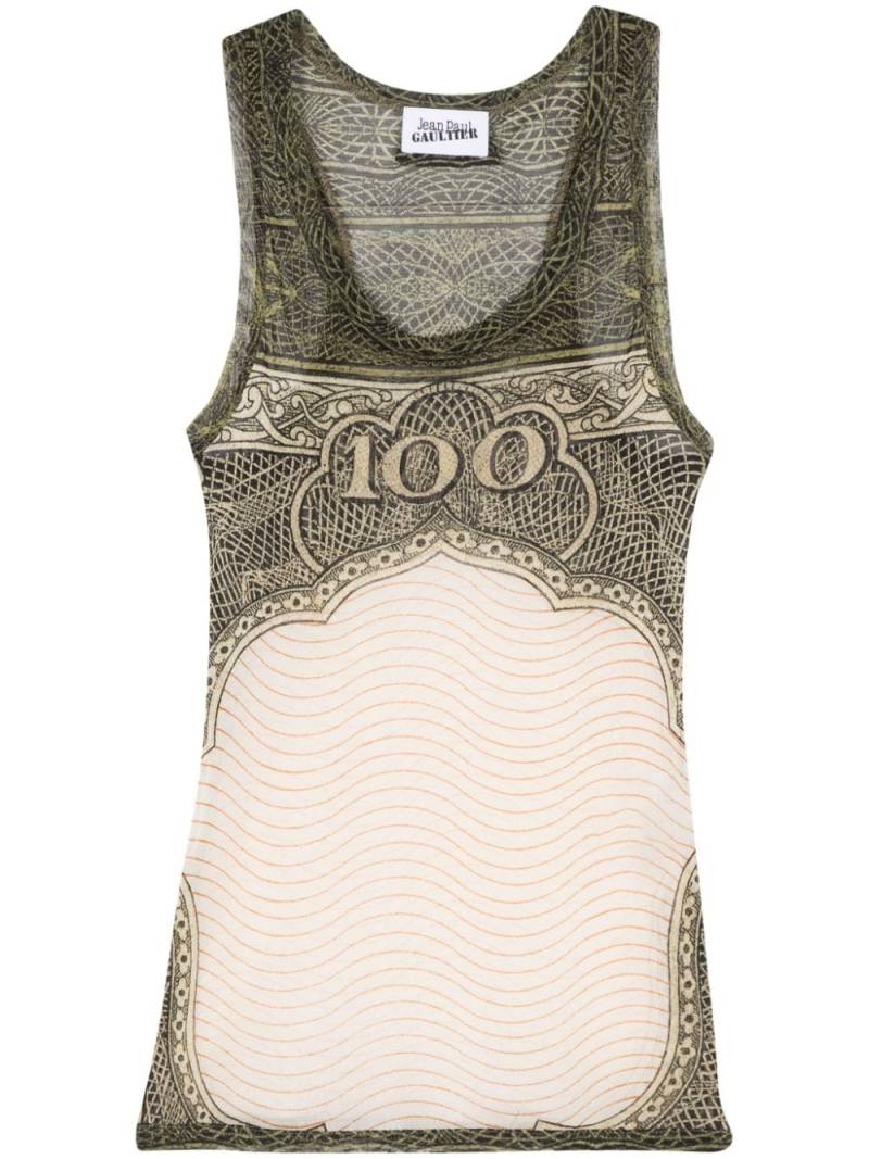 Jean Paul Gaultier number-print mesh tank top - Green von Jean Paul Gaultier