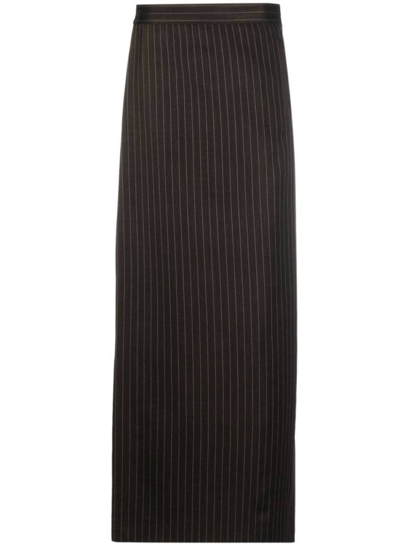 Jean Paul Gaultier pinstripe layered wool-blend trousers - Brown von Jean Paul Gaultier