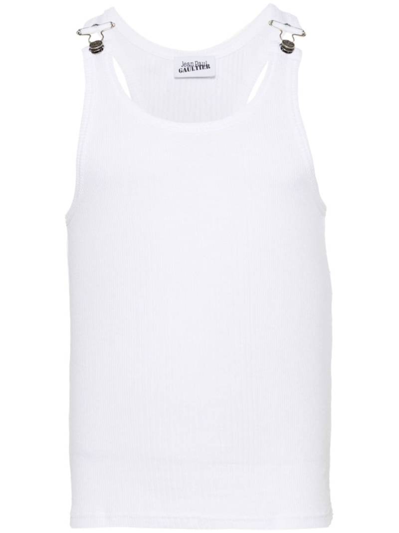 Jean Paul Gaultier ribbed-knit cotton tank top - White von Jean Paul Gaultier