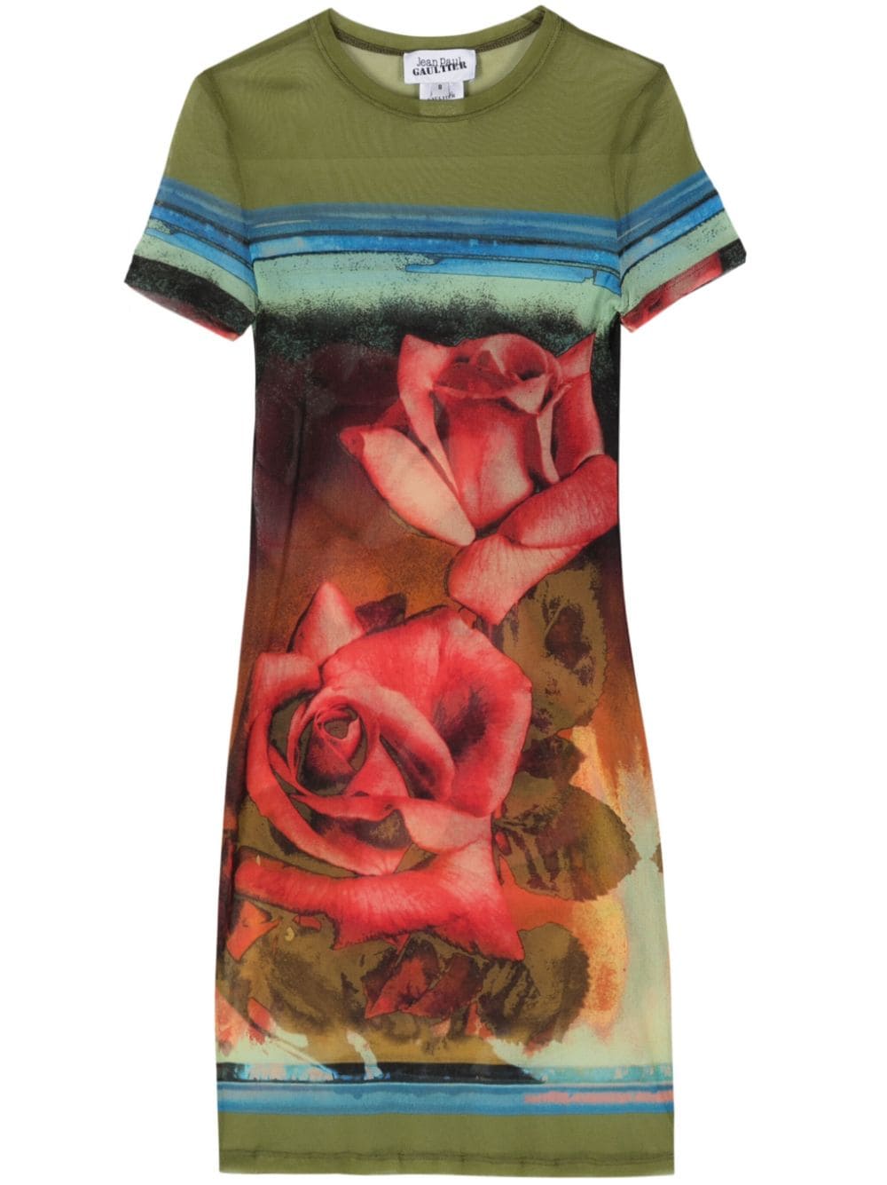 Jean Paul Gaultier rose-print mesh minidress - Red von Jean Paul Gaultier