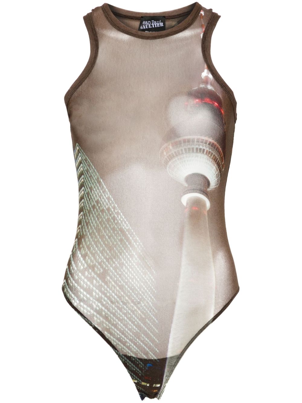 Jean Paul Gaultier sheer mesh printed bodysuit - Brown von Jean Paul Gaultier