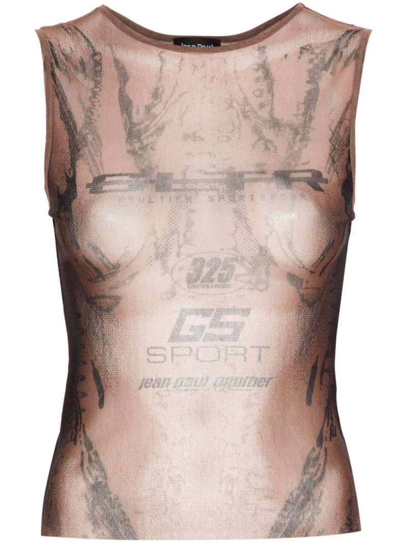 Jean Paul Gaultier x Shayne Oliver body-print mesh top - Brown von Jean Paul Gaultier