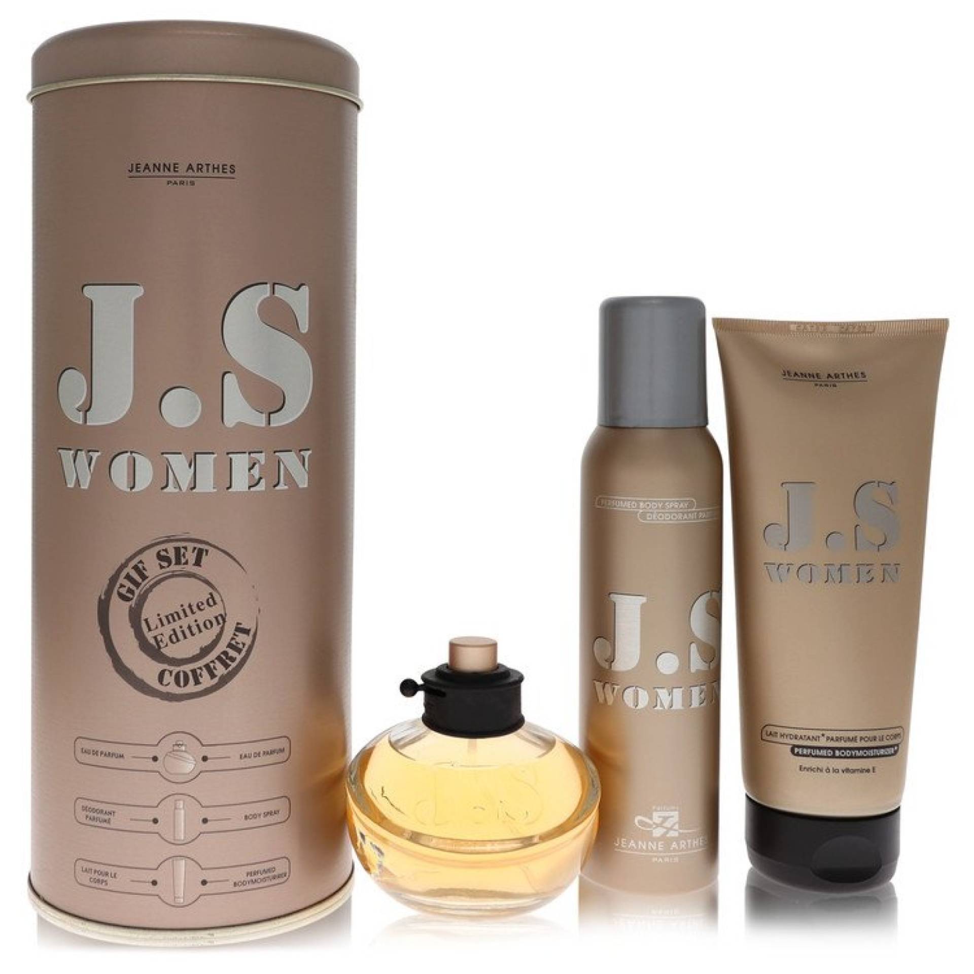 Jeanne Arthes J.S Women Gift Set -- 101 ml Eau De Parfum Spray + 125 ml Body Spray + 199 ml Body Milk von Jeanne Arthes