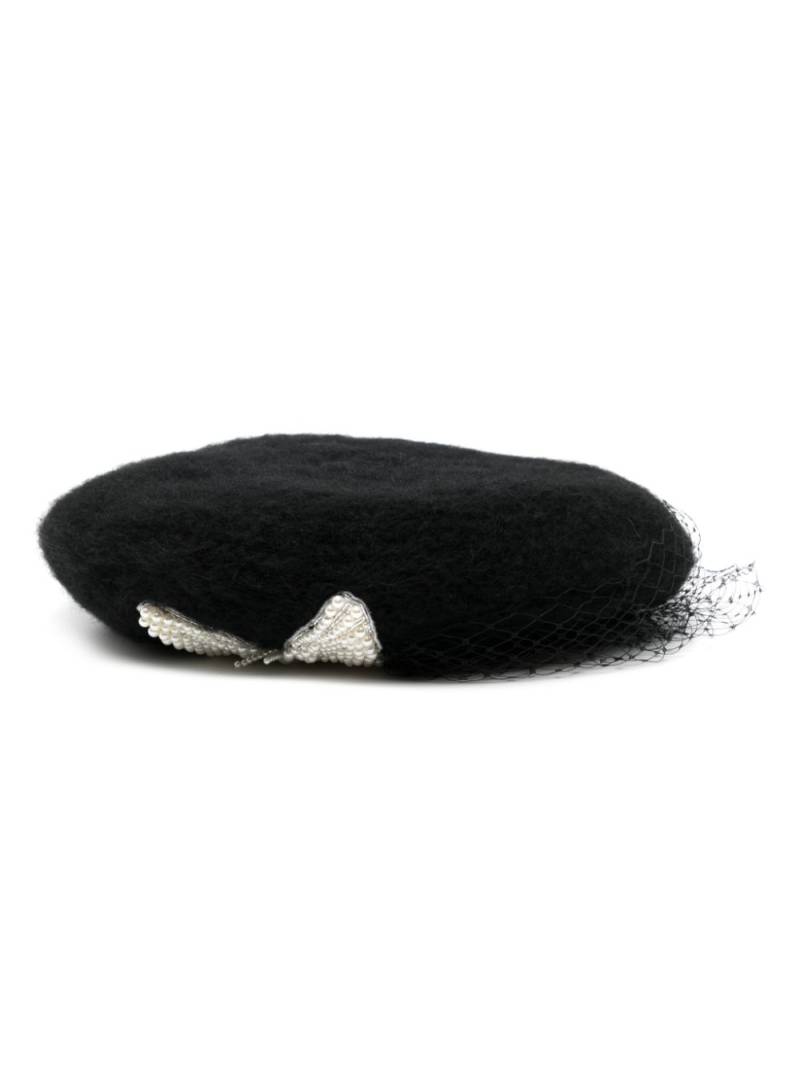 Jennifer Behr Gretchen Voilette wool beret - Black von Jennifer Behr