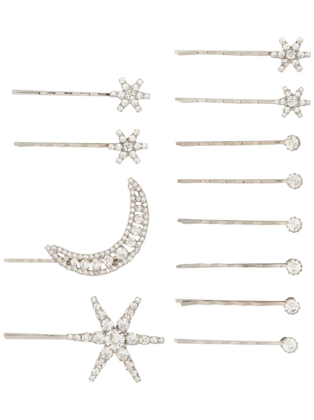 Jennifer Behr set of 12 Supernova crystal-embellished hairclips - Silver von Jennifer Behr