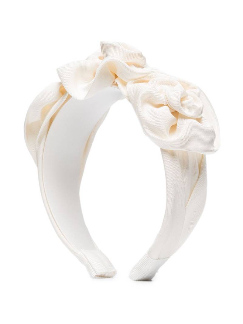 Jennifer Behr Triple Rosette silk faille headband - White von Jennifer Behr