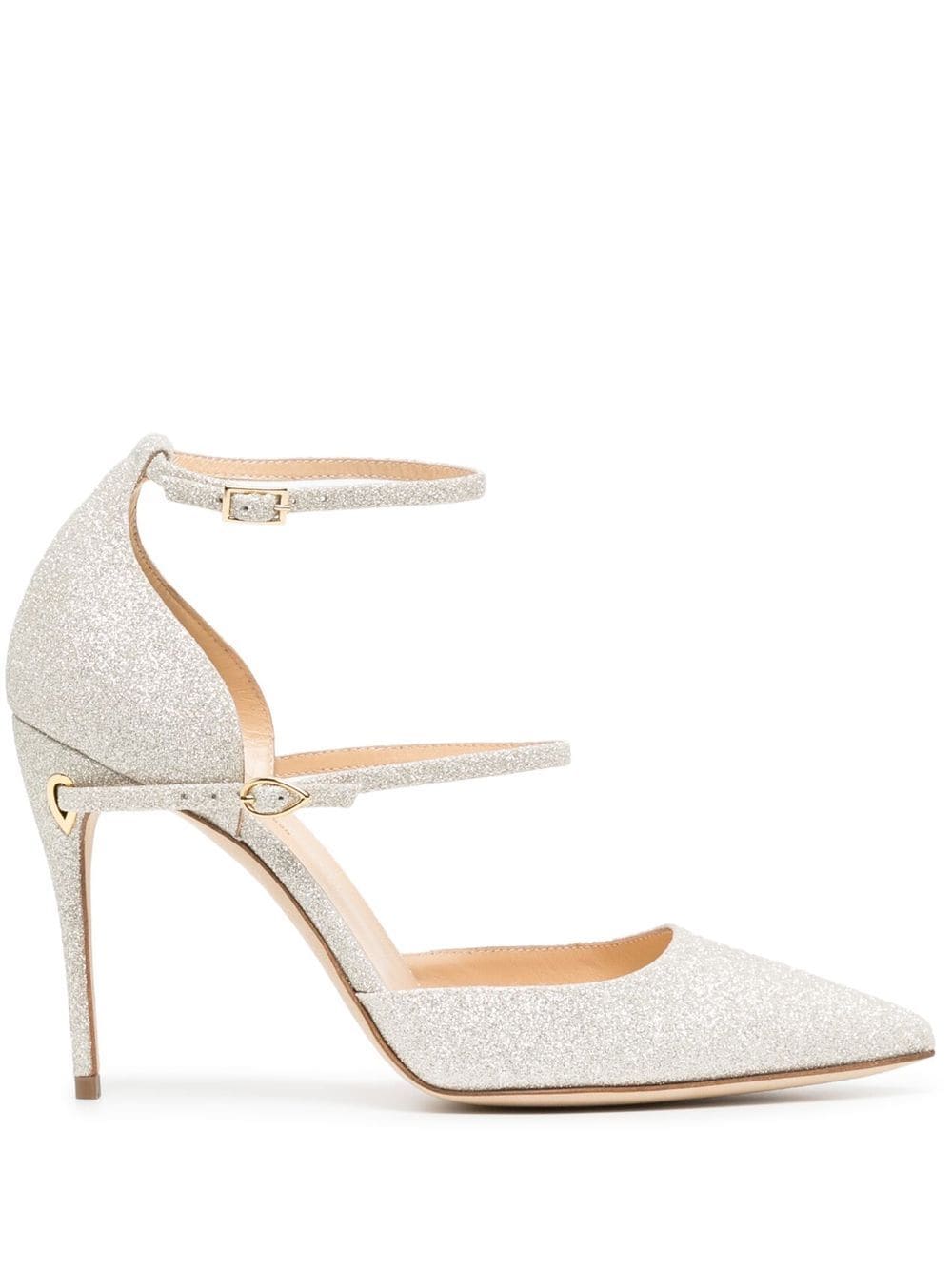 Jennifer Chamandi Enrico Ankle-Strap 105mm leather pumps - Silver von Jennifer Chamandi