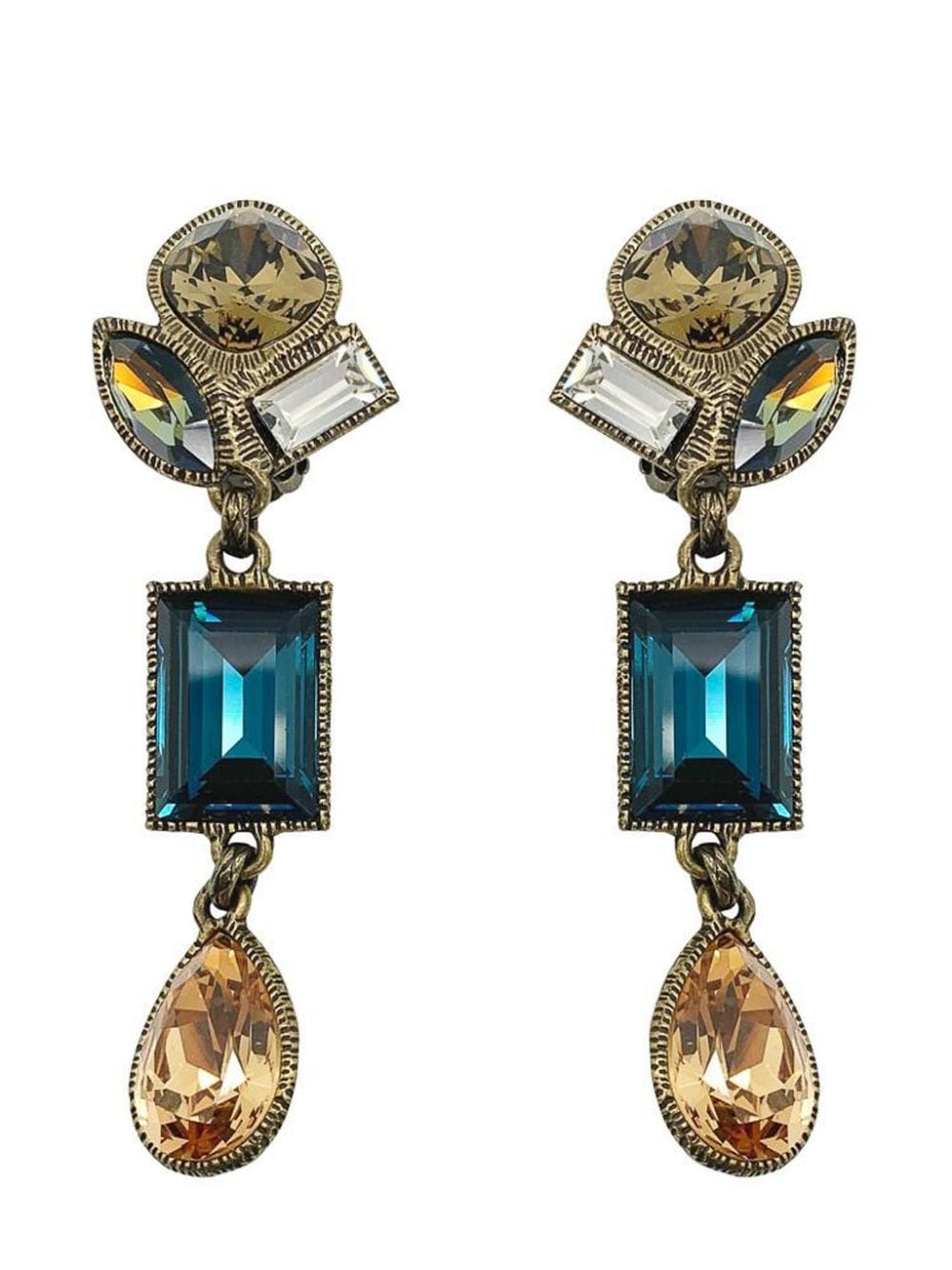 Jennifer Gibson Jewellery Vintage Philippe Ferrandis Citrine & Sapphire Glass Earrings 1990s - Silver von Jennifer Gibson Jewellery