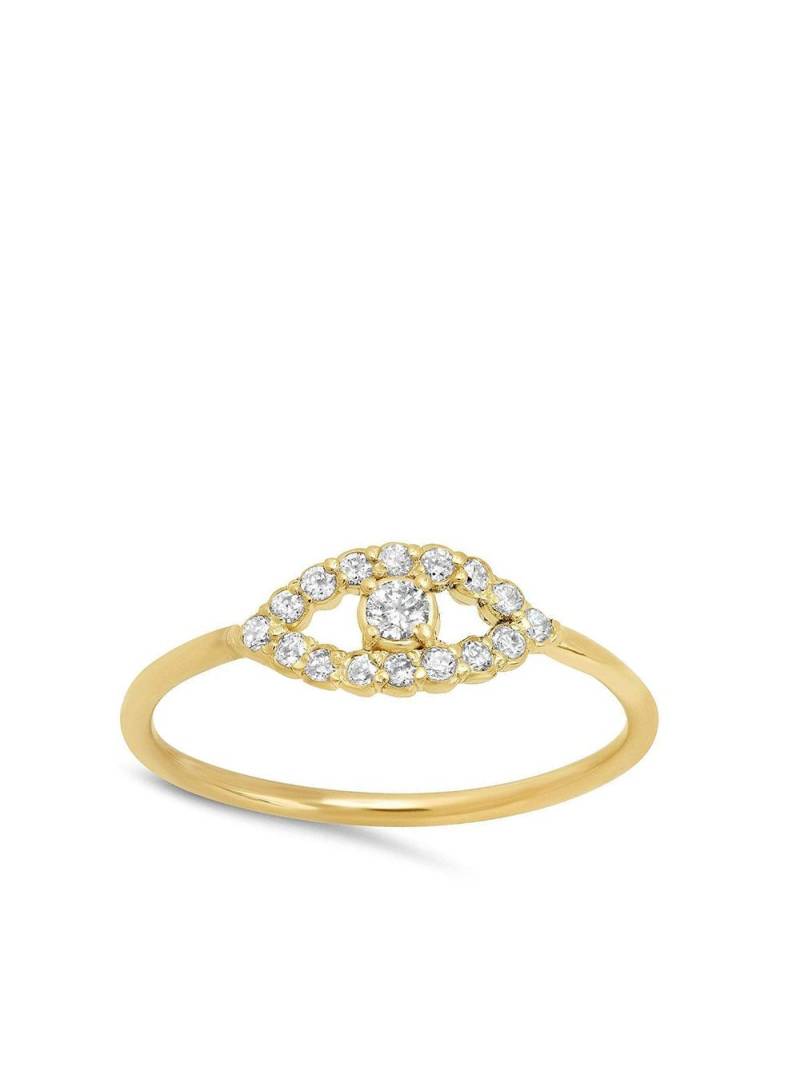 Jennifer Meyer 18kt yellow gold mini diamond open Evil eye ring von Jennifer Meyer