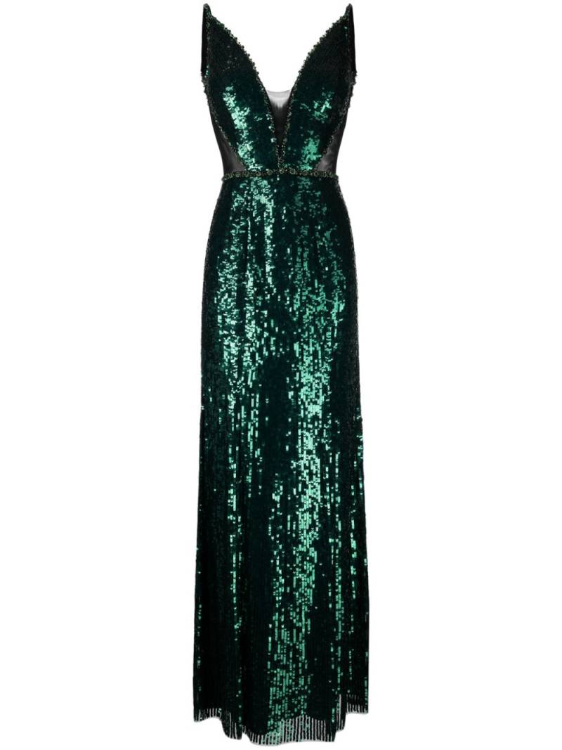 Jenny Packham Ayanna sequinned sleeveless gown - Green von Jenny Packham