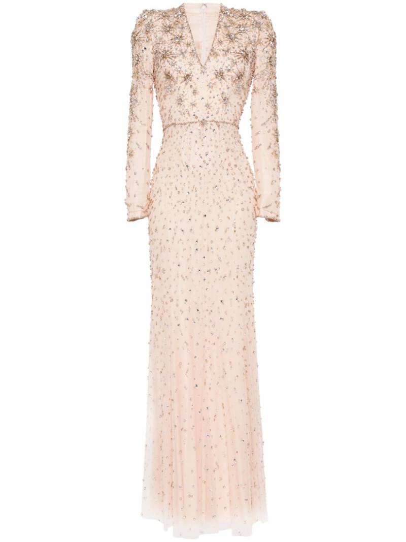 Jenny Packham Celeste crystal-embellished gown - Neutrals von Jenny Packham