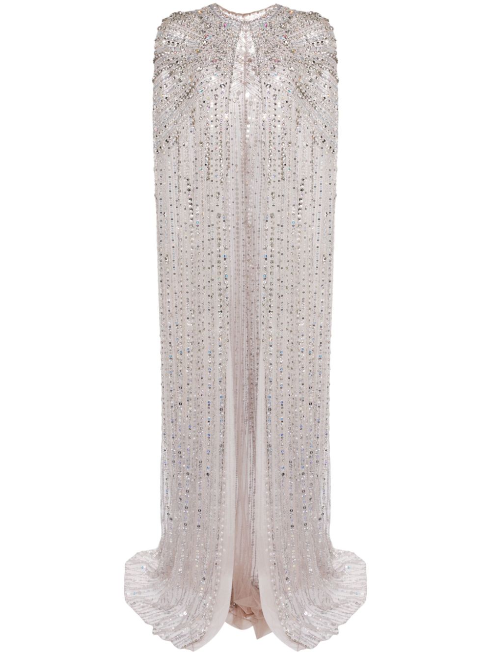 Jenny Packham Clara crystal-embellished cape gown - Neutrals von Jenny Packham