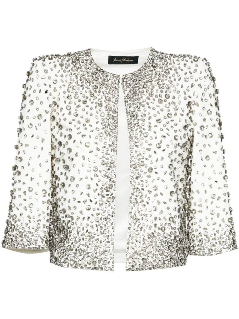 Jenny Packham Darlin crystal-embellished cropped jacket - White von Jenny Packham