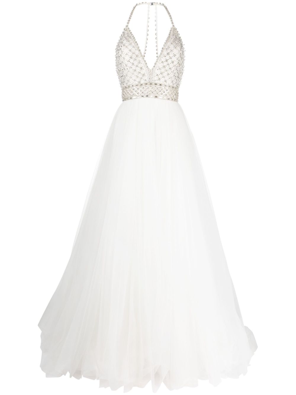 Jenny Packham Eva crystal-embellished halterneck gown - White von Jenny Packham