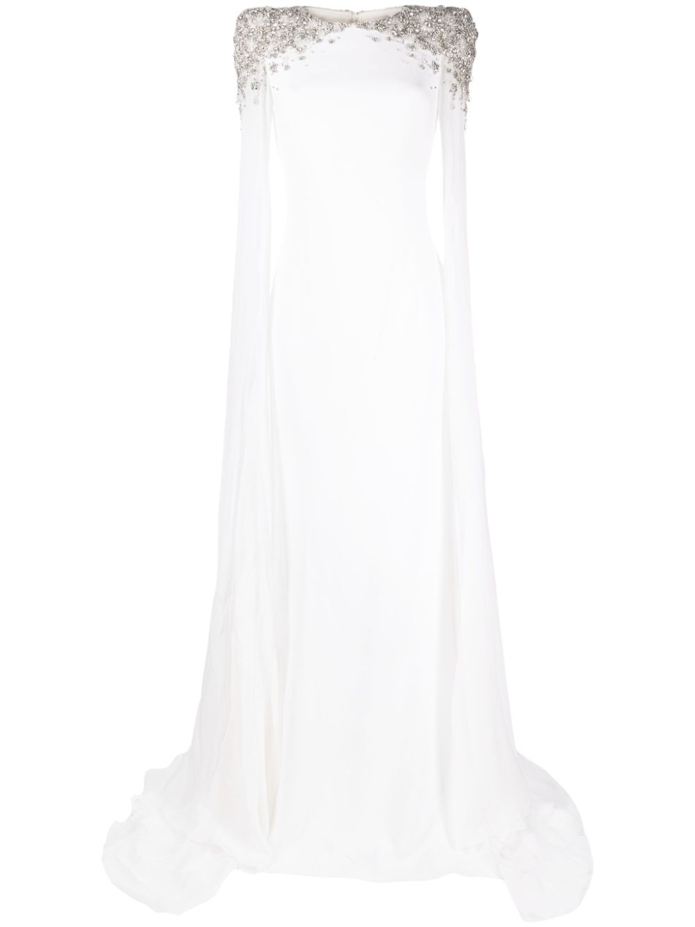 Jenny Packham Frida crystal-embellished cape gown - White von Jenny Packham