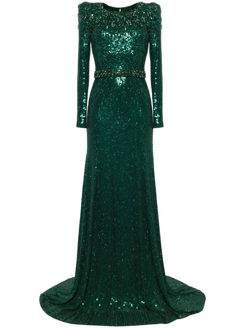 Jenny Packham Georgia sequined long-sleeve gown - Green von Jenny Packham