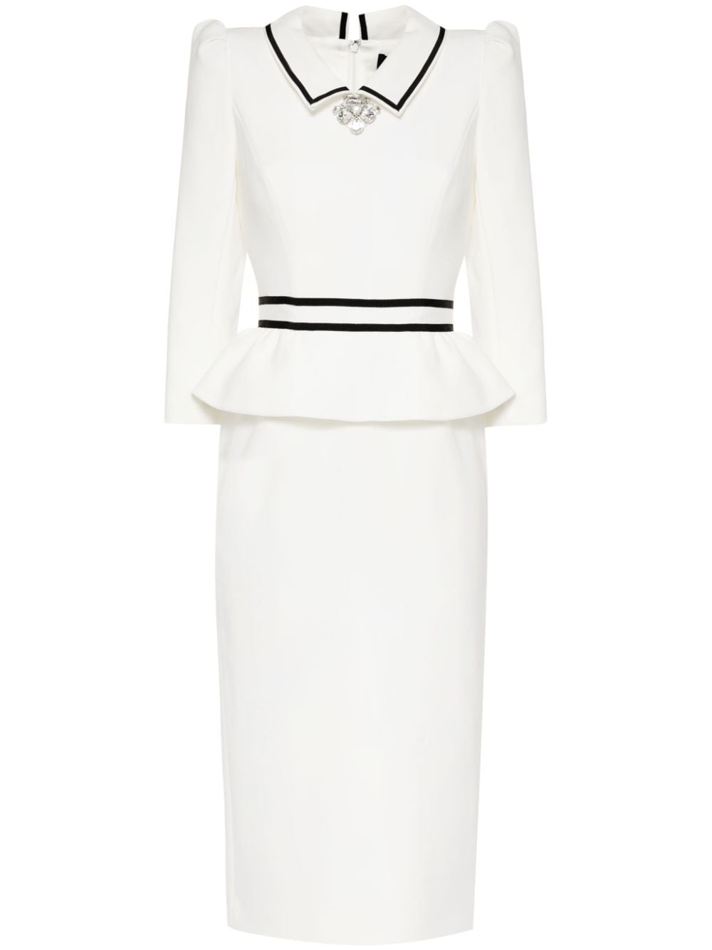 Jenny Packham Honeybee peplum-waist midi dress - White von Jenny Packham