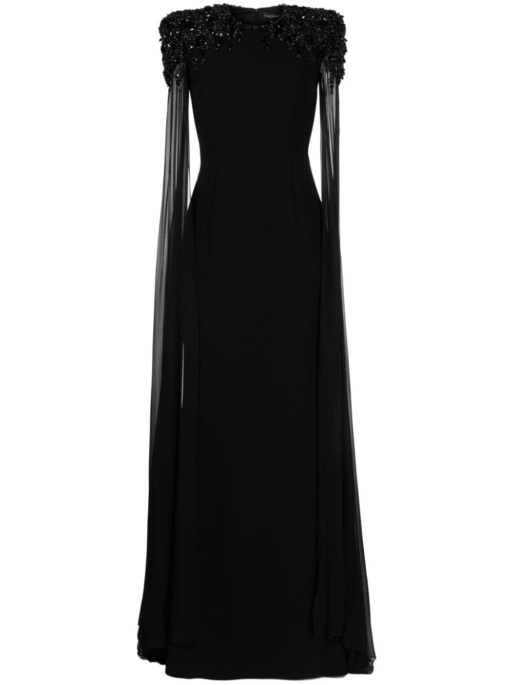 Jenny Packham Jenna crystal-embellished cape gown - Black von Jenny Packham