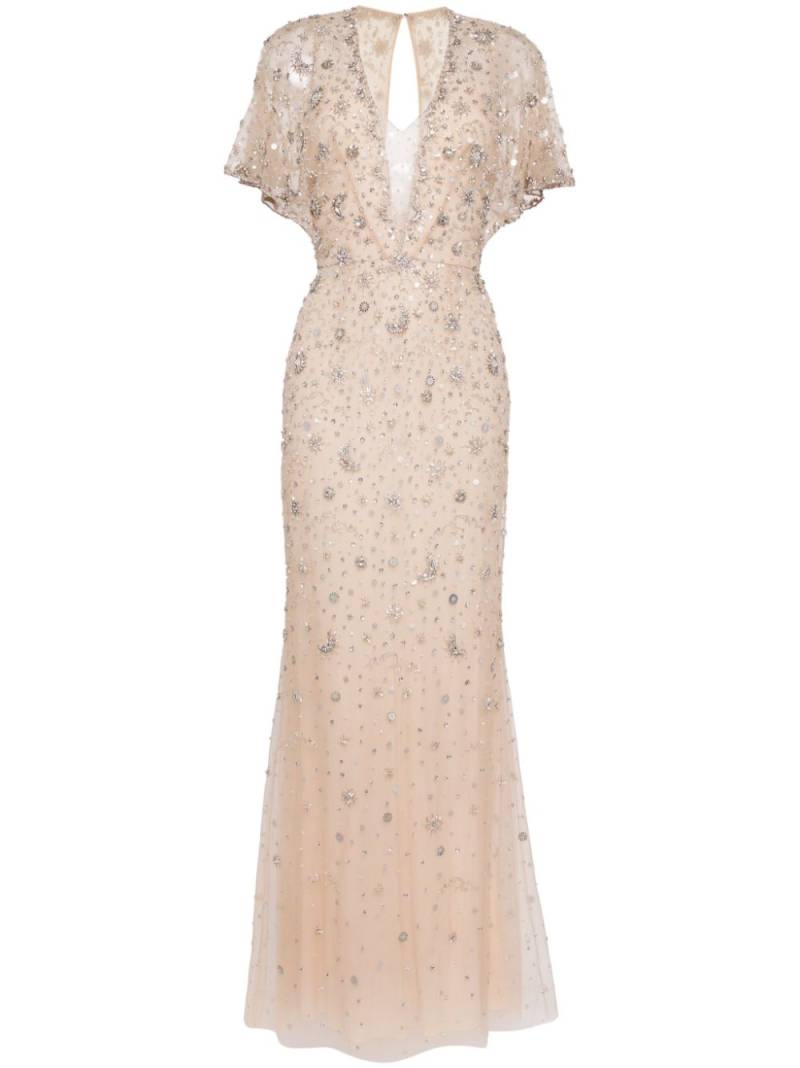 Jenny Packham Luna crystal-embellishment gown - Neutrals von Jenny Packham