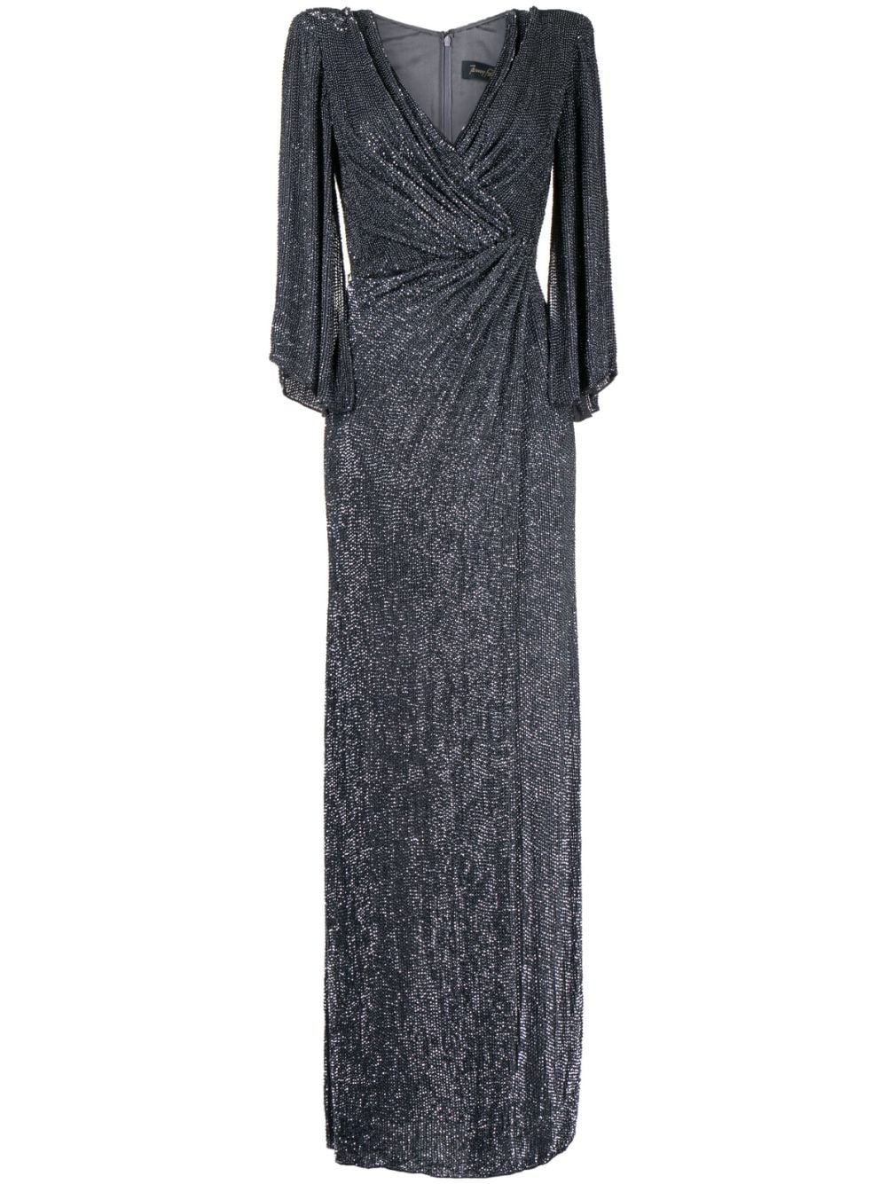 Jenny Packham Luna stud-embellished draped gown - Silver von Jenny Packham