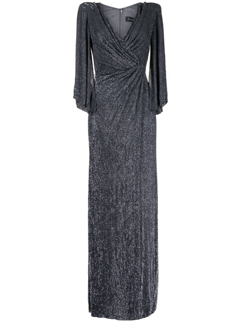 Jenny Packham Luna stud-embellished draped gown - Silver von Jenny Packham