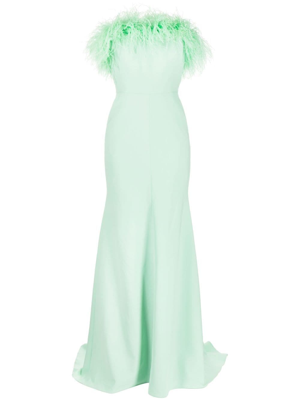 Jenny Packham Mabel feather-trim gown - Green von Jenny Packham