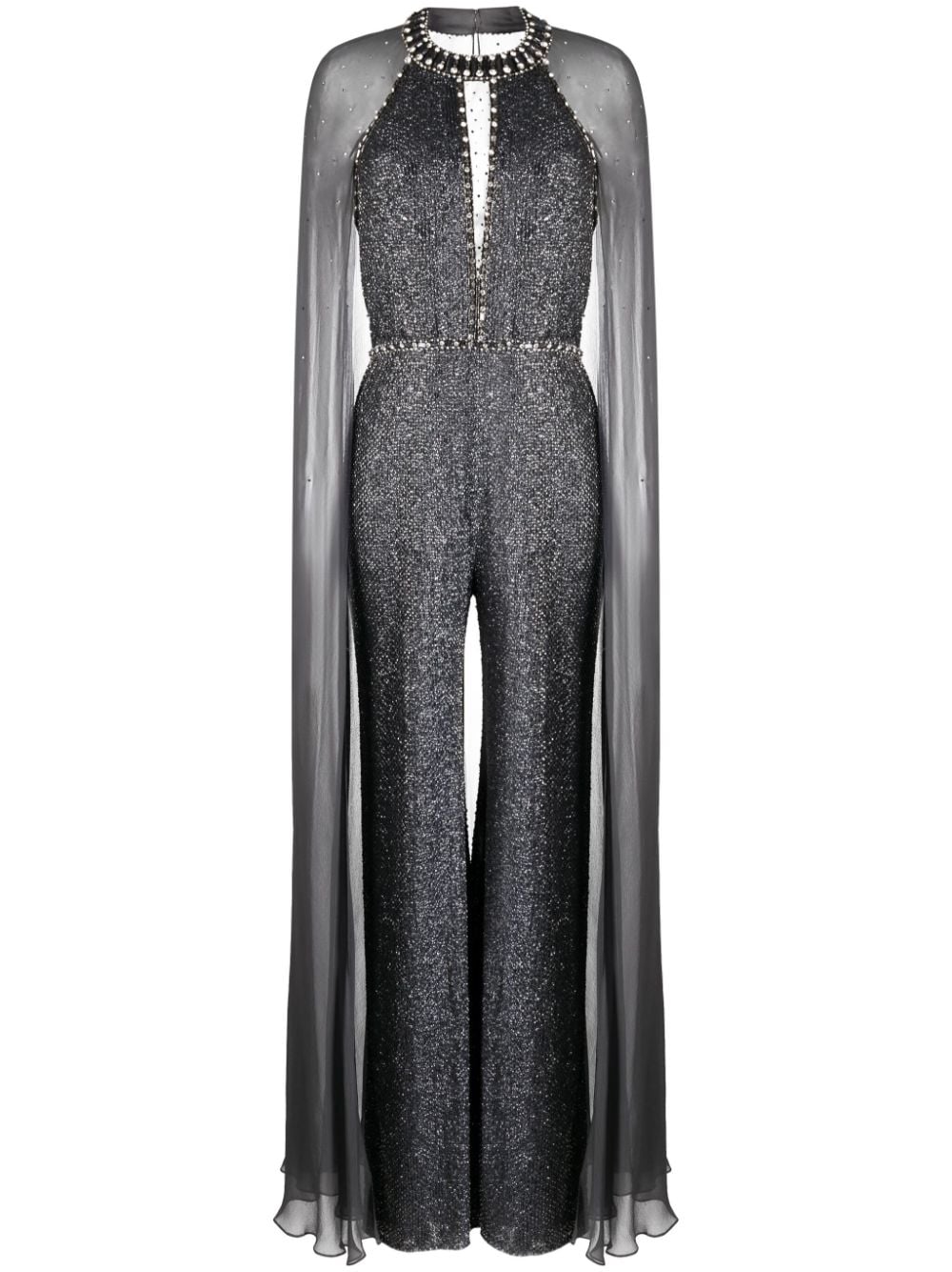 Jenny Packham Mariella sequinned layered silk jumpsuit - Grey von Jenny Packham