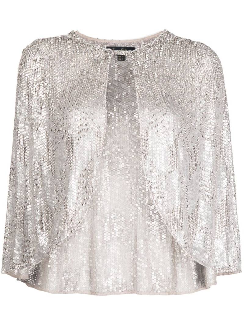 Jenny Packham Mimis sequin-embellished cape - Silver von Jenny Packham