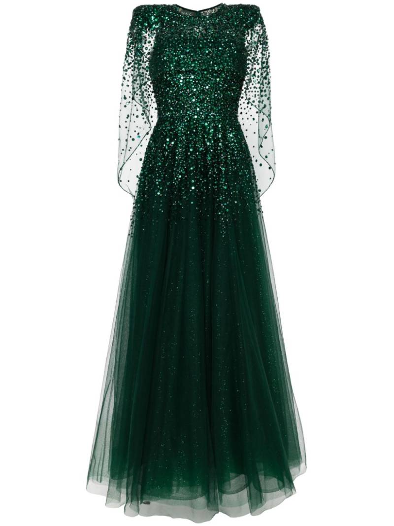 Jenny Packham Osha sequin-embellished cape gown - Green von Jenny Packham