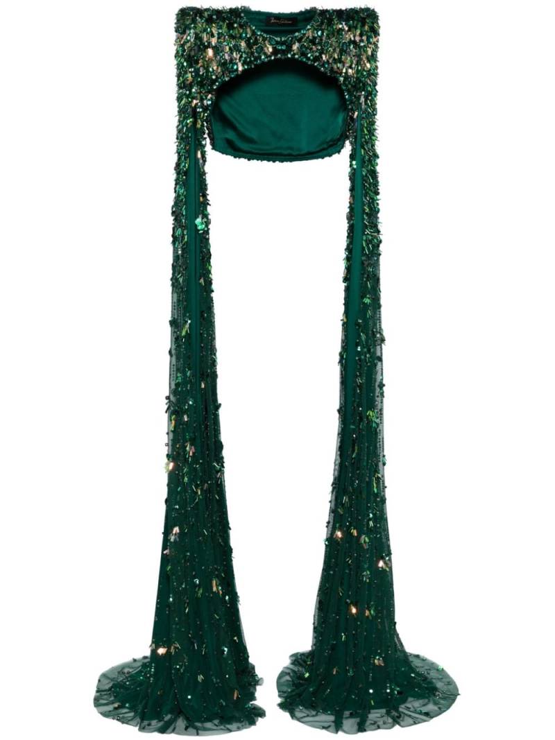 Jenny Packham Sharona sequinned cape - Green von Jenny Packham