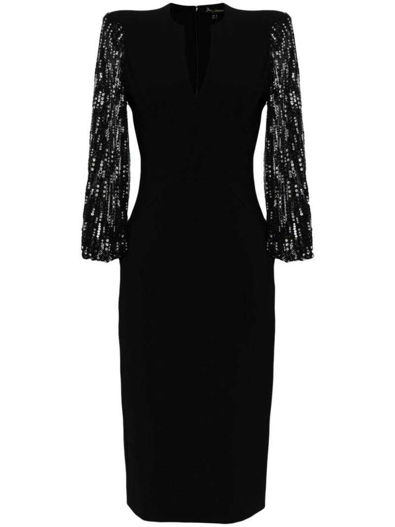 Jenny Packham The Swan sequin-sleeve midi dress - Black von Jenny Packham