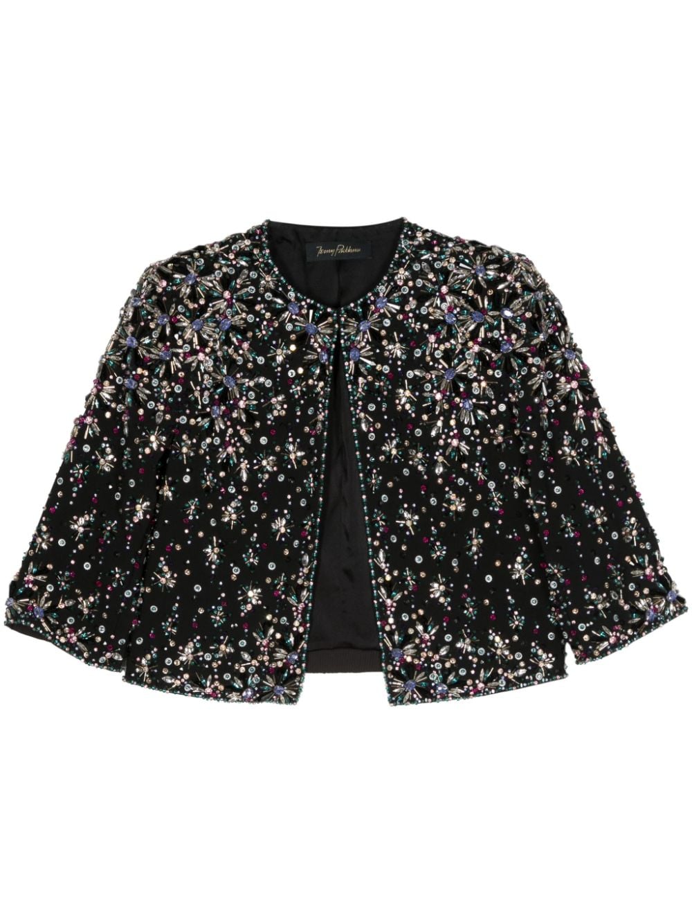 Jenny Packham Vanity bead-embellished cropped jacket - Black von Jenny Packham