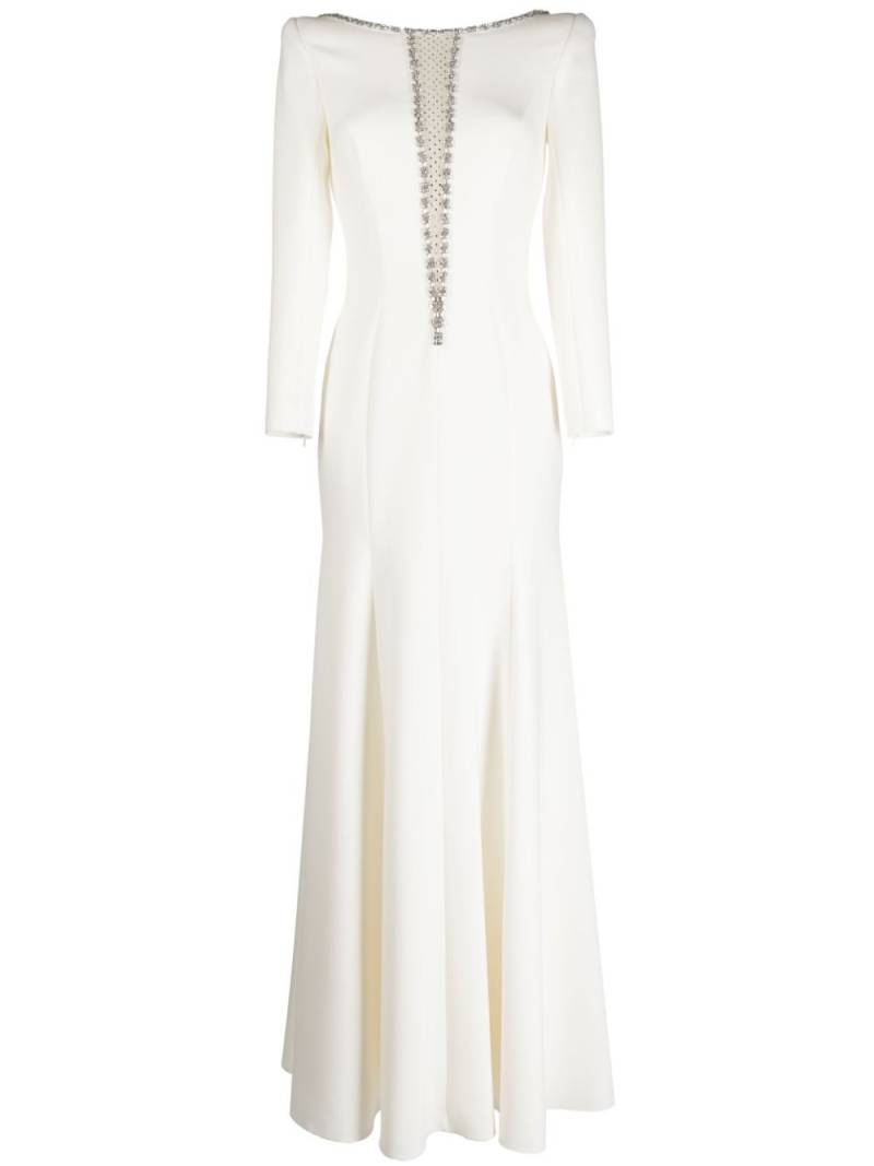 Jenny Packham Vera crystal-embellished satin A-line dress - White von Jenny Packham