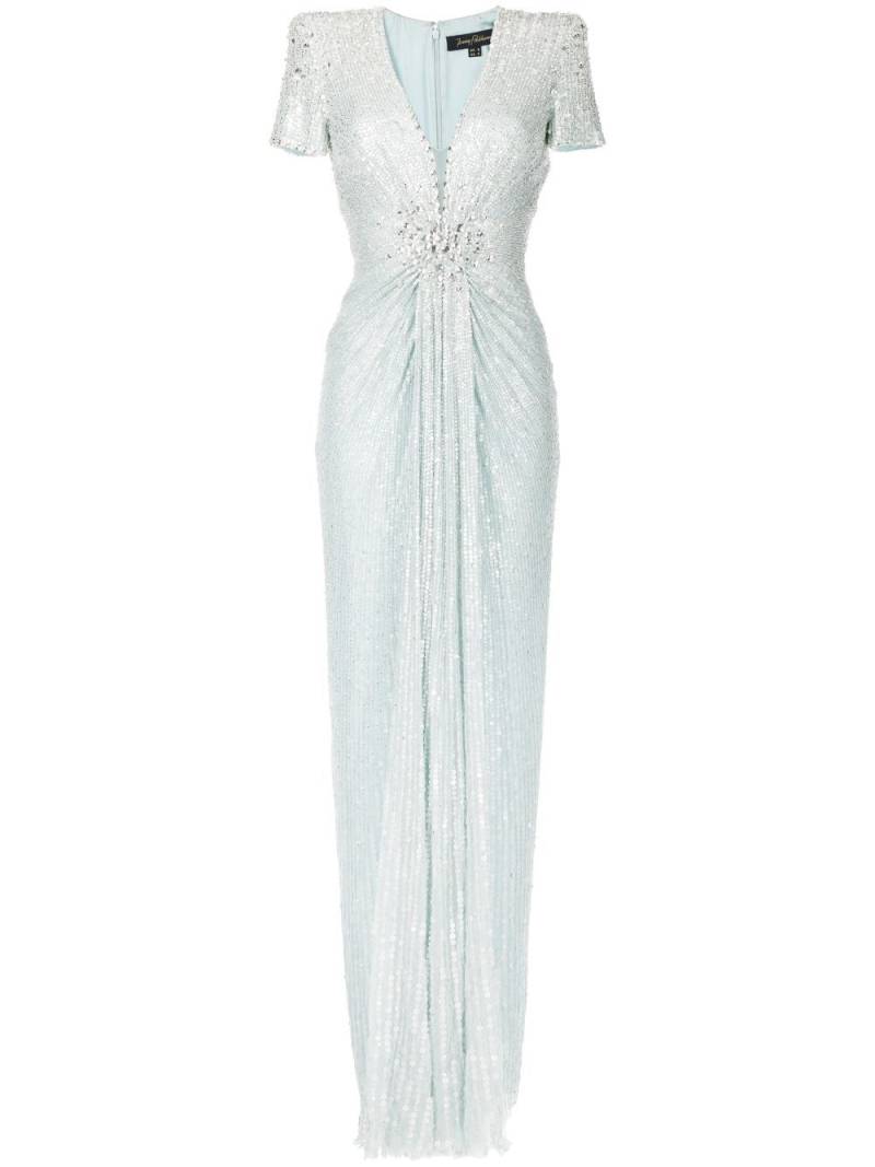 Jenny Packham embellished V-neck dress - Blue von Jenny Packham