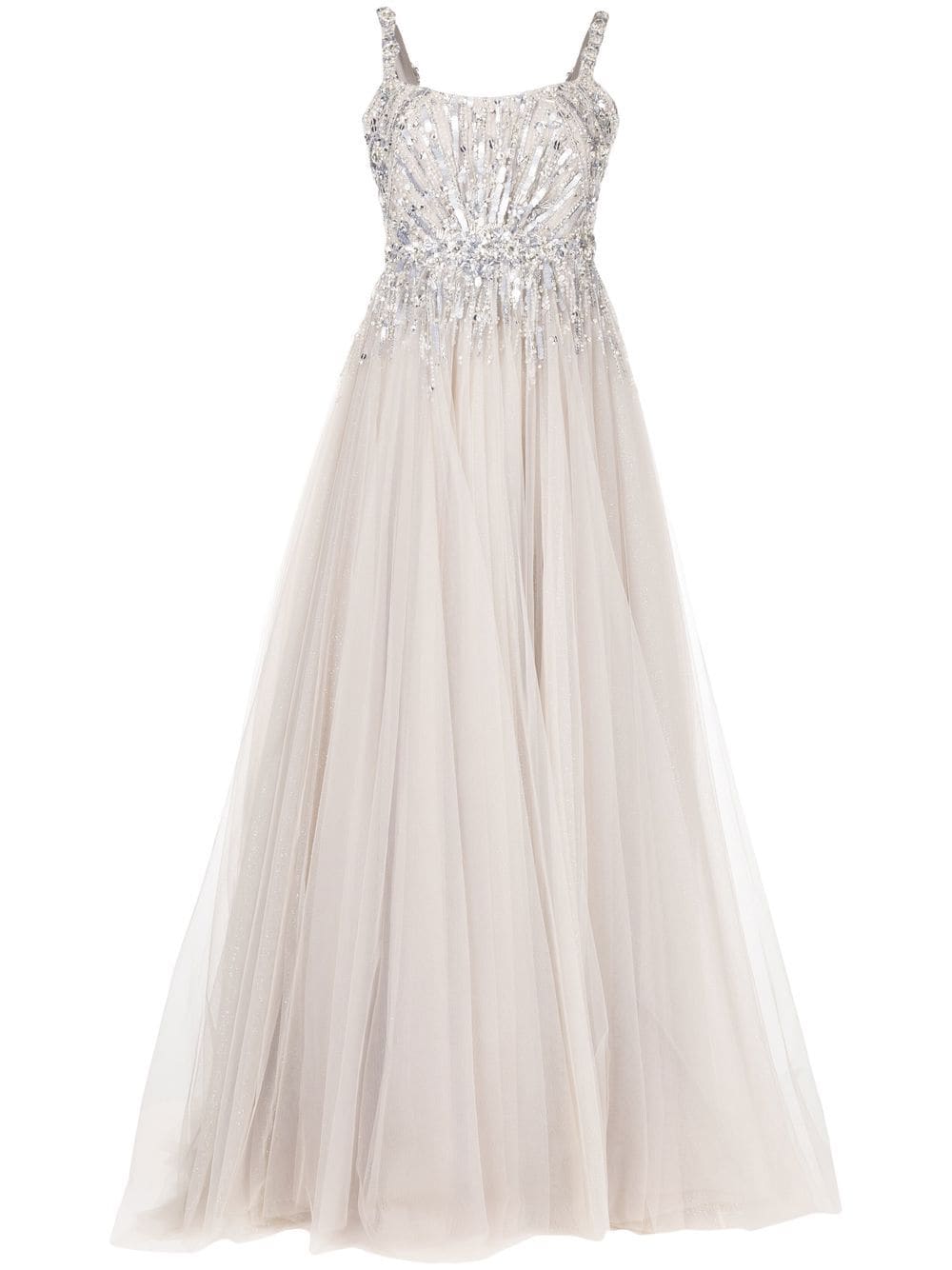 Jenny Packham embellished square-neck gown - Silver von Jenny Packham