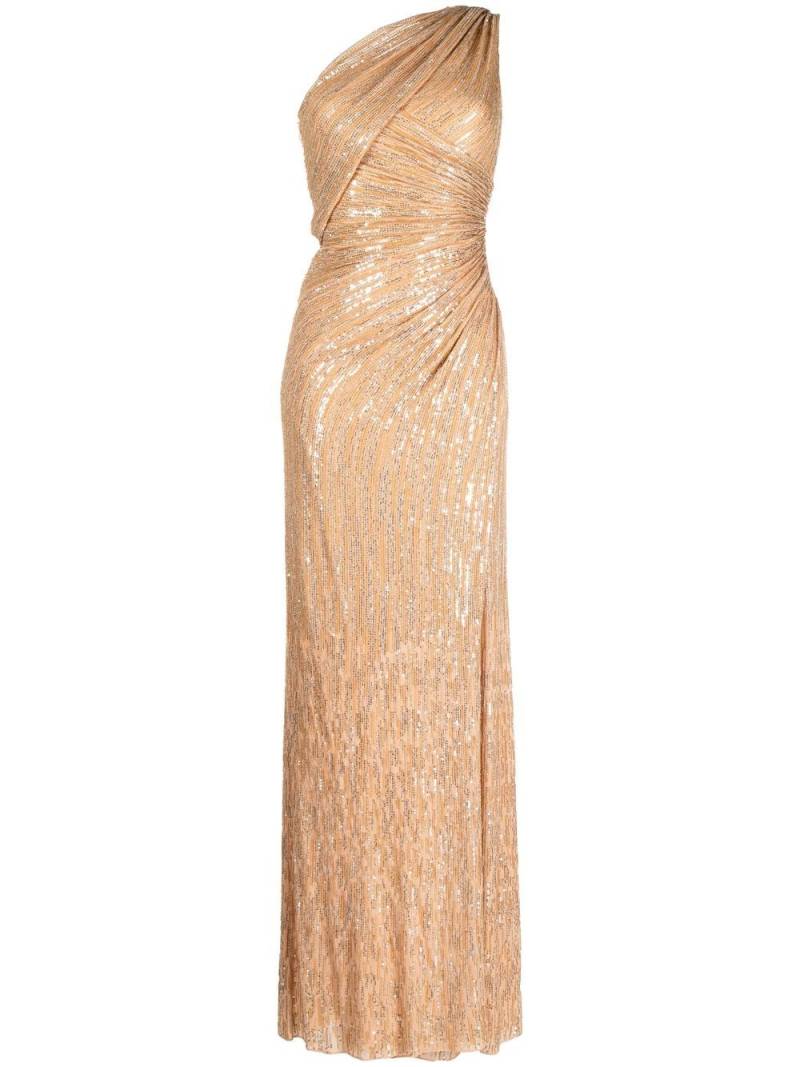 Jenny Packham one-shoulder sequin-embellished dress - Brown von Jenny Packham