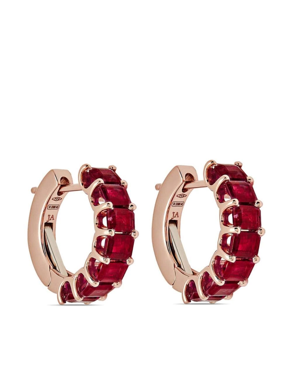 Jewels Aficionado 18kt rose gold ruby hoop earrings - Pink von Jewels Aficionado