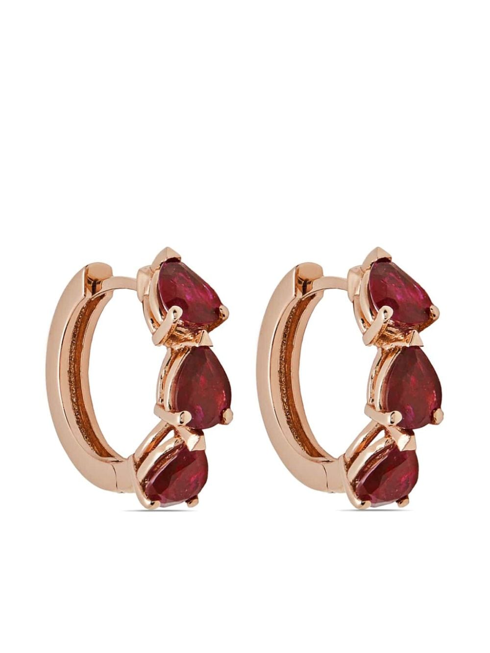 Jewels Aficionado 18kt rose gold ruby huggie earrings - Pink von Jewels Aficionado