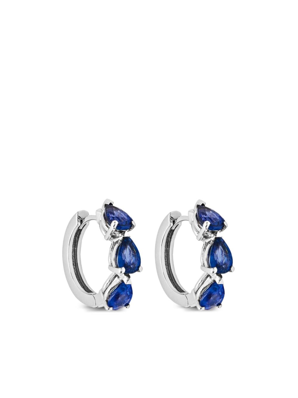 Jewels Aficionado 18kt white gold Huggies sapphire earrings - Silver von Jewels Aficionado