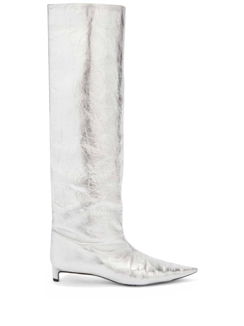 Jil Sander 30mm metallic knee boots - Grey von Jil Sander