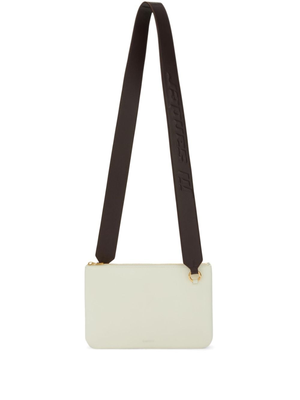 Jil Sander Link LG logo-strap leather crossbody bag - White von Jil Sander